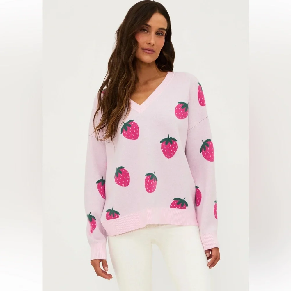 Beach Riot NWT Sz M Joey Sweet strawberries oversized sweater; so cute! - Picture 1 of 16